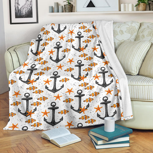 Clown Fish Pattern Print Design 02 Premium Blanket