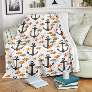 Clown Fish Pattern Print Design 02 Premium Blanket