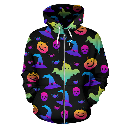 Colorful Halloween Background Zip Up Hoodie