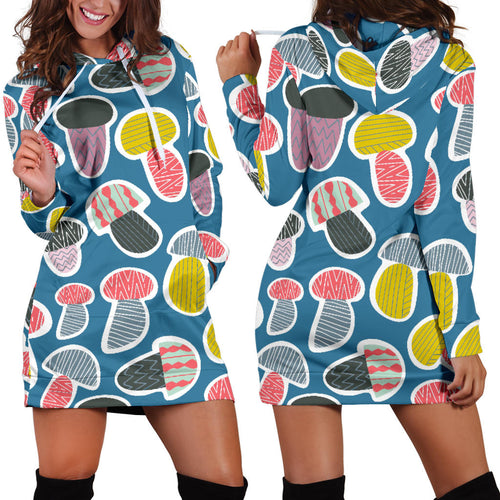 Colorful Mushroom Design Pattern Women'S Hoodie Dress