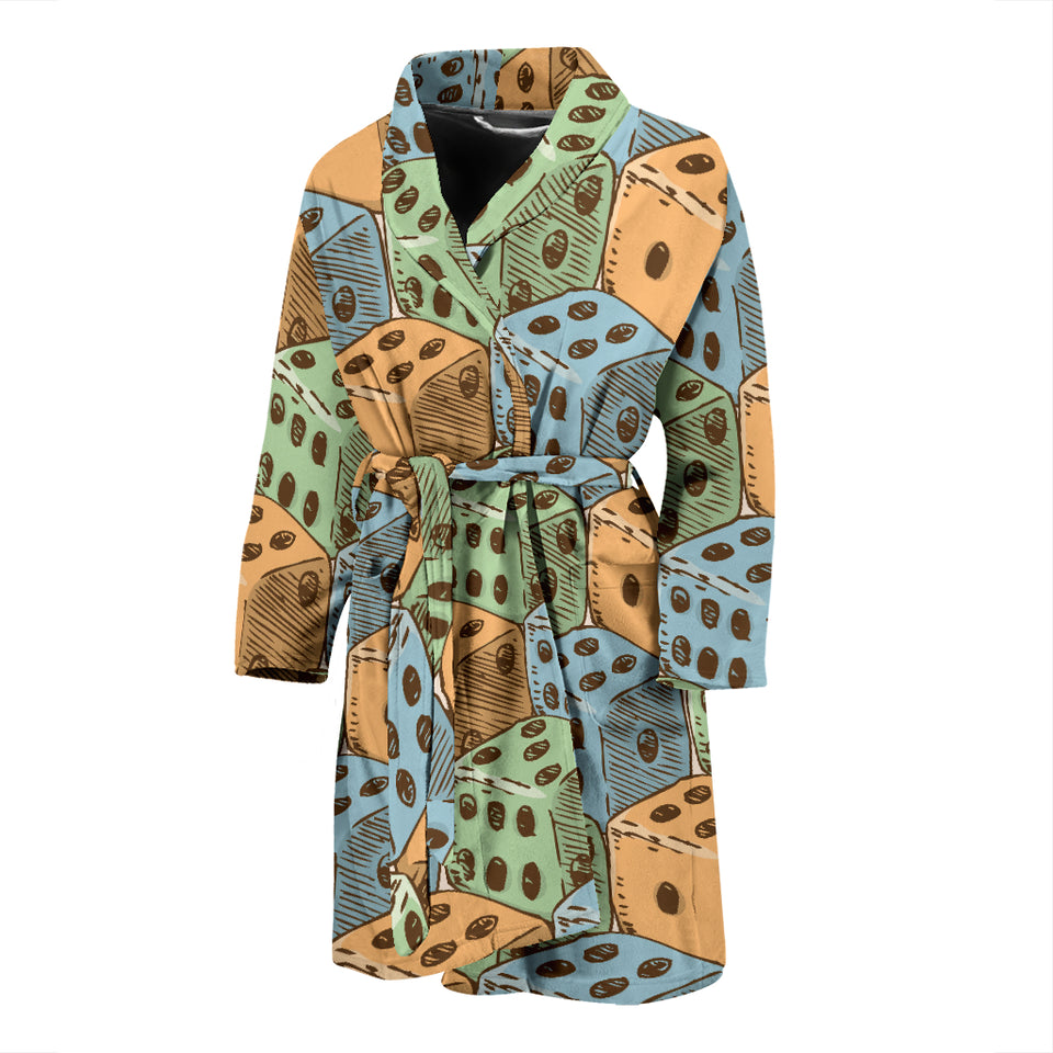 Dice Pattern Print Design 05 Men's Bathrobe