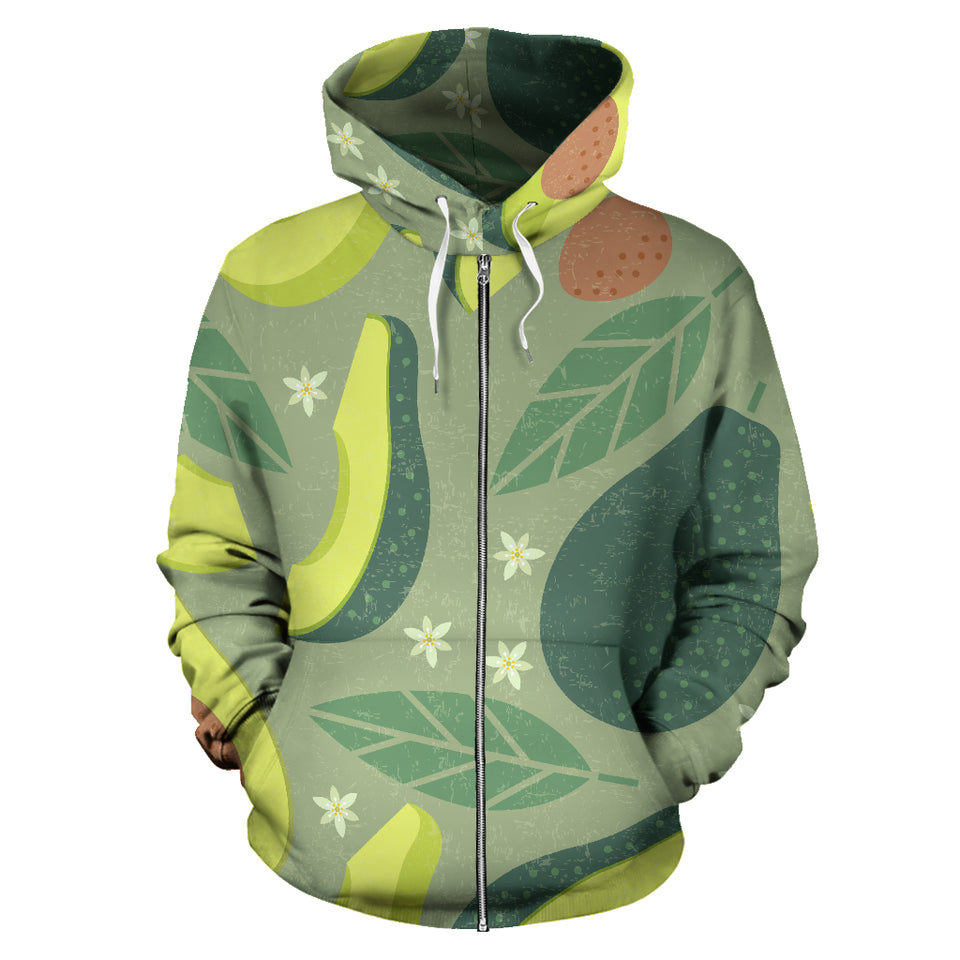 Avocado Pattern Zip Up Hoodie