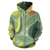 Avocado Pattern Zip Up Hoodie