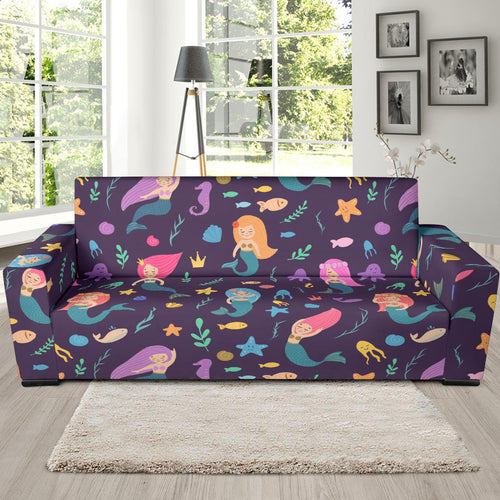 Beautiful Mermaid Fish Jellyfish Algae Other Marine World Sofa Slipcover