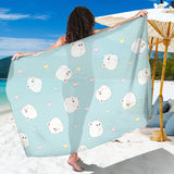 White Cute Hamsters Heart Pattern Sarong