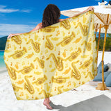 Saxophone Cornet Pattern Yellow Background Sarong