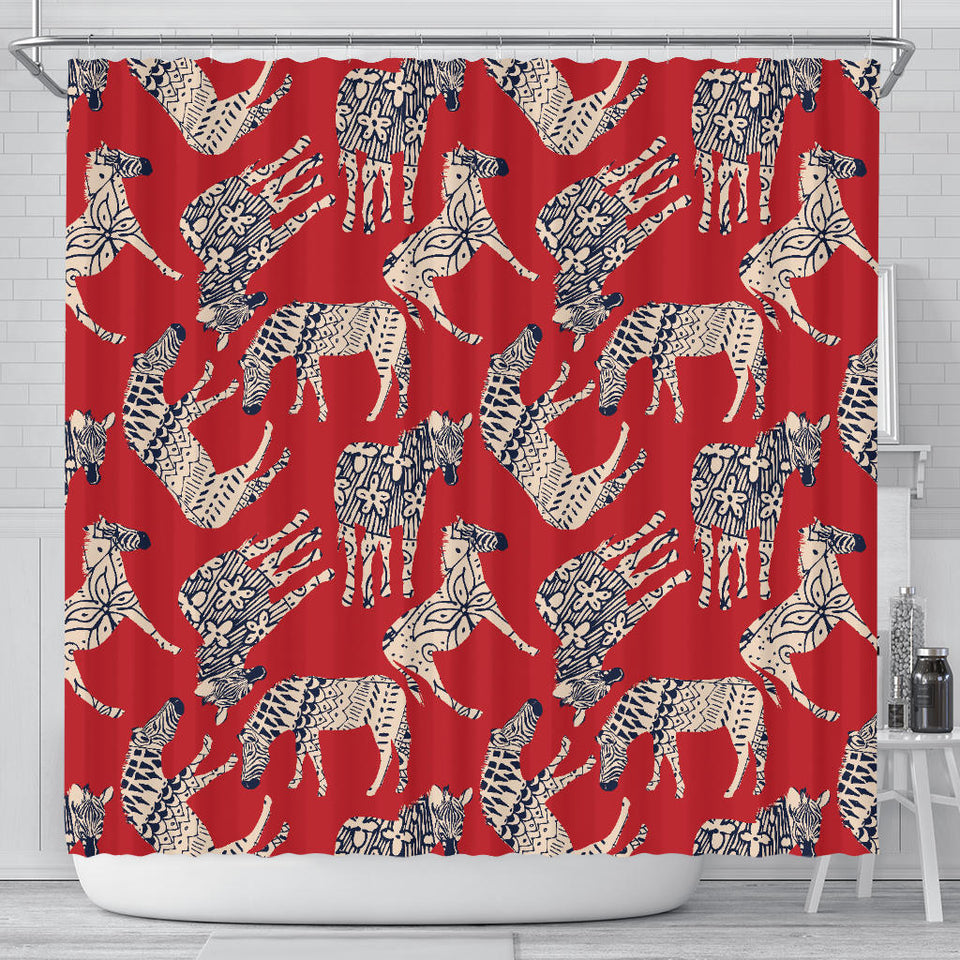 Zebra Abstract Red Background Shower Curtain Fulfilled In US