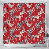 Zebra Abstract Red Background Shower Curtain Fulfilled In US