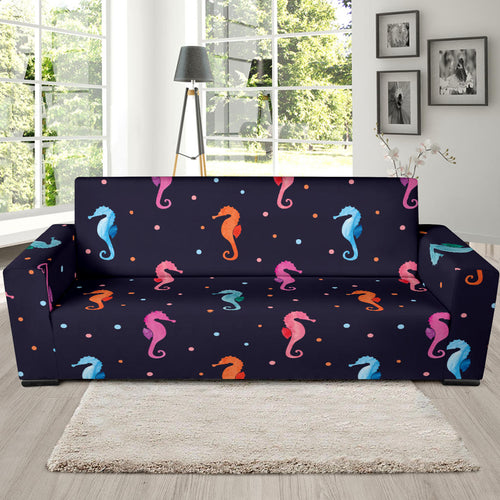 Watercolor Colorful Seahorse Pattern Sofa Slipcover