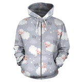 Sweet Dreams Sheep Pattern Zip Up Hoodie