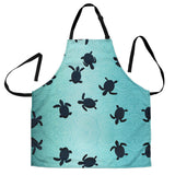 Sea Turtle With Blue Ocean Backgroud Adjustable Apron
