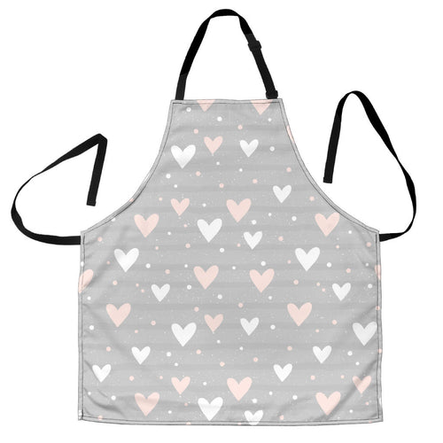 Heart Pattern Gray Background Adjustable Apron