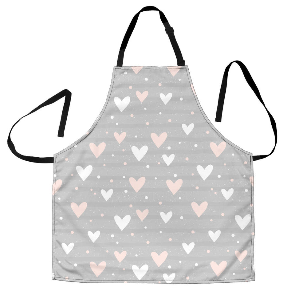 Heart Pattern Gray Background Adjustable Apron