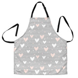 Heart Pattern Gray Background Adjustable Apron