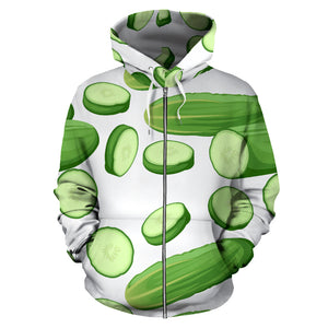 Cucumber Whole Slices Pattern Zip Up Hoodie