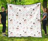 Poodle Dog Rose Cake Pattern Premium Quilt