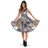 Halloween Design Pattern Sleeveless Midi Dress