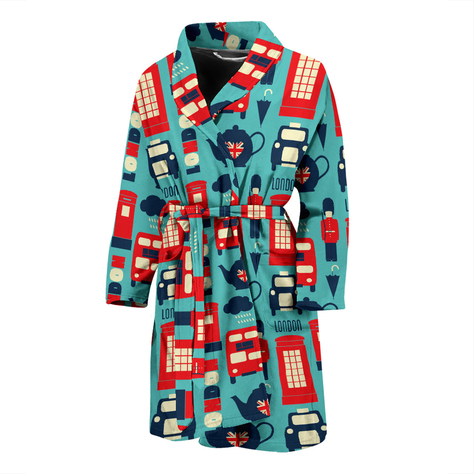 British Pattern Print Design 04 Men's Bathrobe