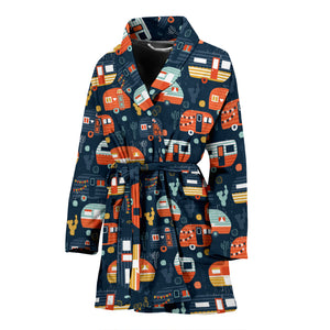 Camper Van Pattern Print Design 05 Women's Bathrobe