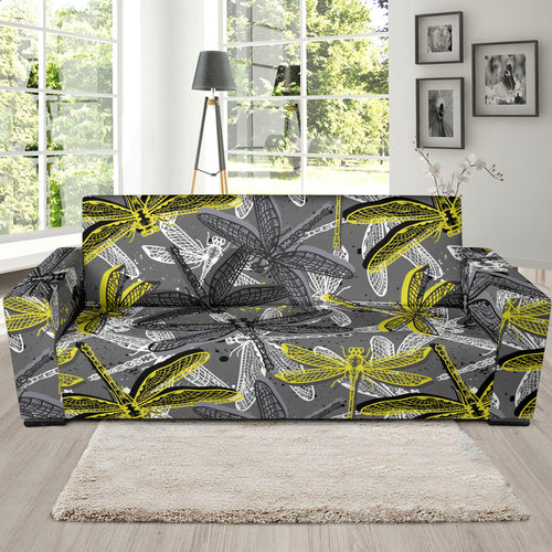 Hand Drawn Dragonfly Pattern Sofa Slipcover