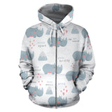 Cute Rhino Heart Pattern Zip Up Hoodie