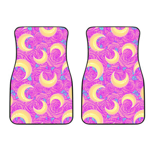 Moon Pink Rose Background Front Car Mats