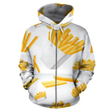 French Fries White Paper Box Pattern Zip Up Hoodie