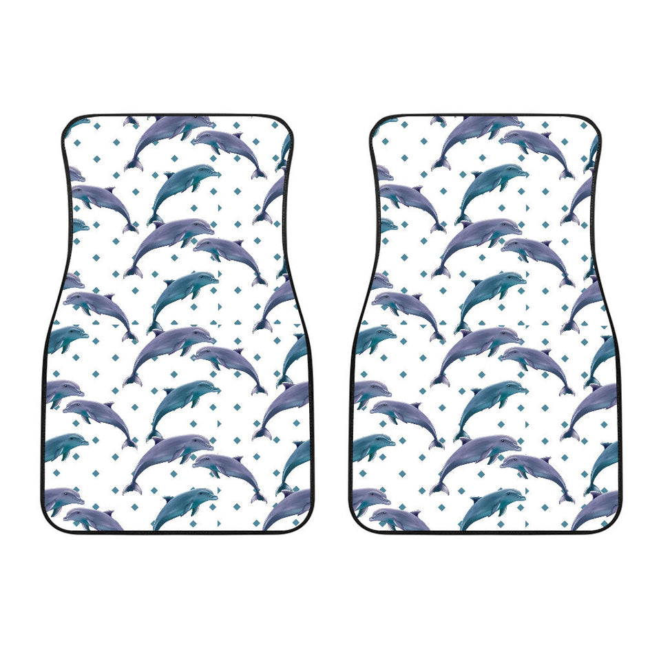 Dolphins Pattern Dotted Background Front Car Mats