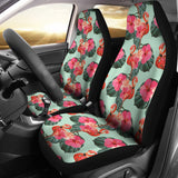 Beautiful Flamingo Tropical Palm Leaves Hibiscus Pateern Background Universal Fit Car Seat Covers