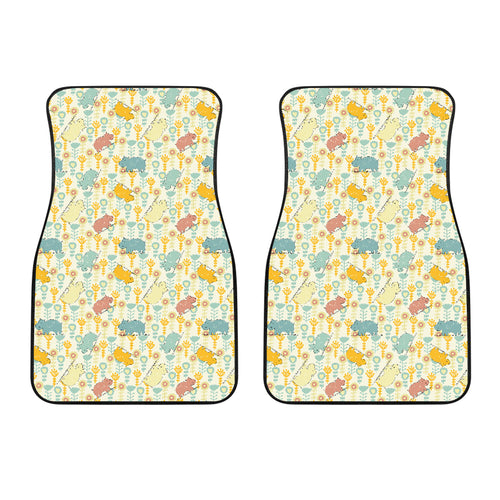 Hippopotamus Pattern Print Design 04 Front Car Mats