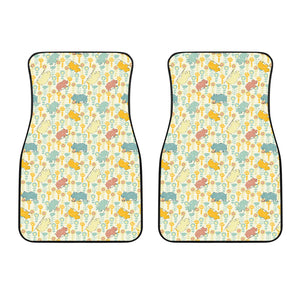 Hippopotamus Pattern Print Design 04 Front Car Mats