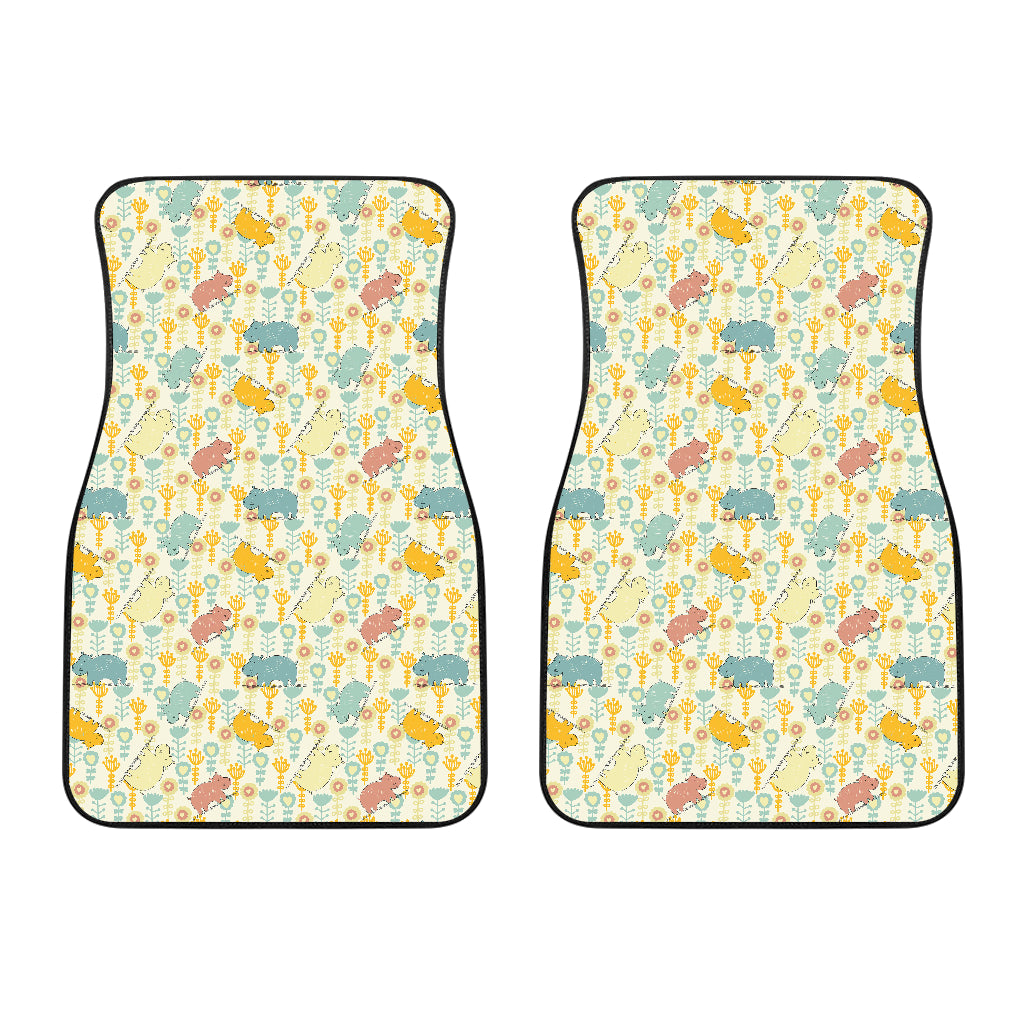 Hippopotamus Pattern Print Design 04 Front Car Mats
