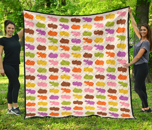 Hippopotamus Pattern Print Design 01 Premium Quilt