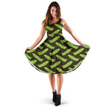 Green Peas Pattern Print Design 05 Sleeveless Midi Dress