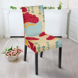 Red Bonsai Gray Sun Japanese Pattern Dining Chair Slipcover