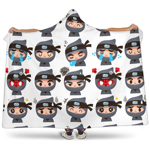Cute Ninja Design Pattern Hooded Blanket