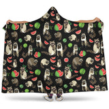 Raccoon Watermelon Pattern Hooded Blanket