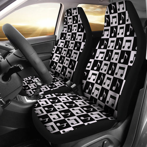 Music Notes Pattern Print Design 01 Universal Fit Car Seat Covers