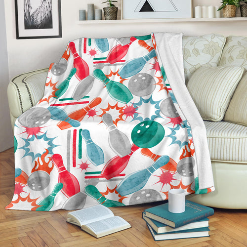 Watercolor Bowling Pattern Premium Blanket