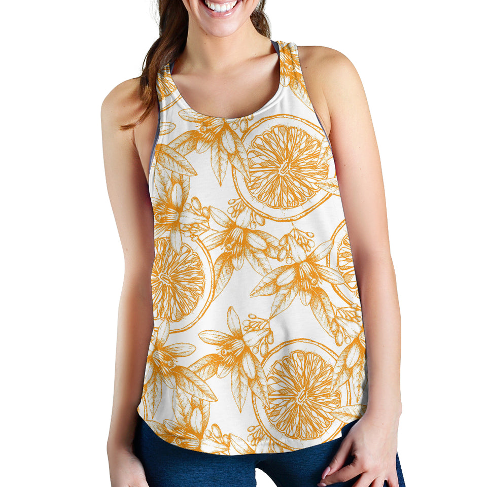 hand drawn orange fruit pattern Women Racerback Tank Top
