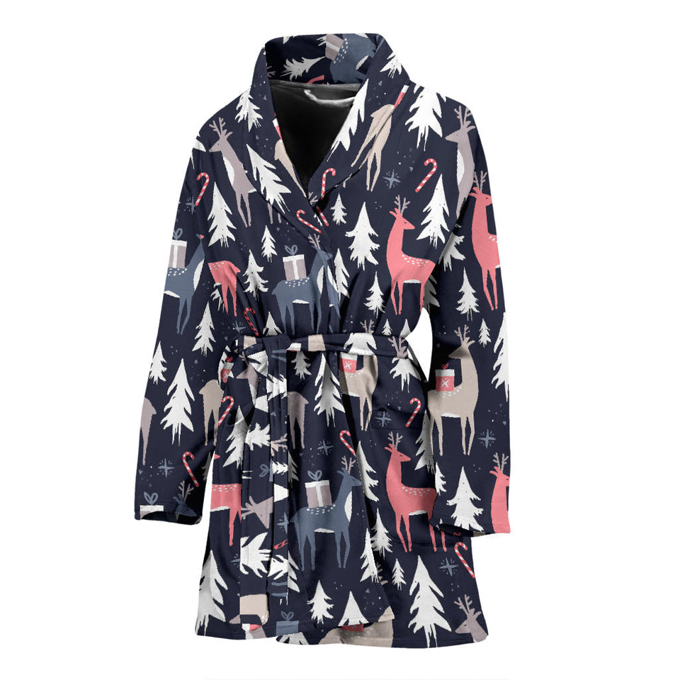 Deers Winter Christmas Pattern Women'S Bathrobe