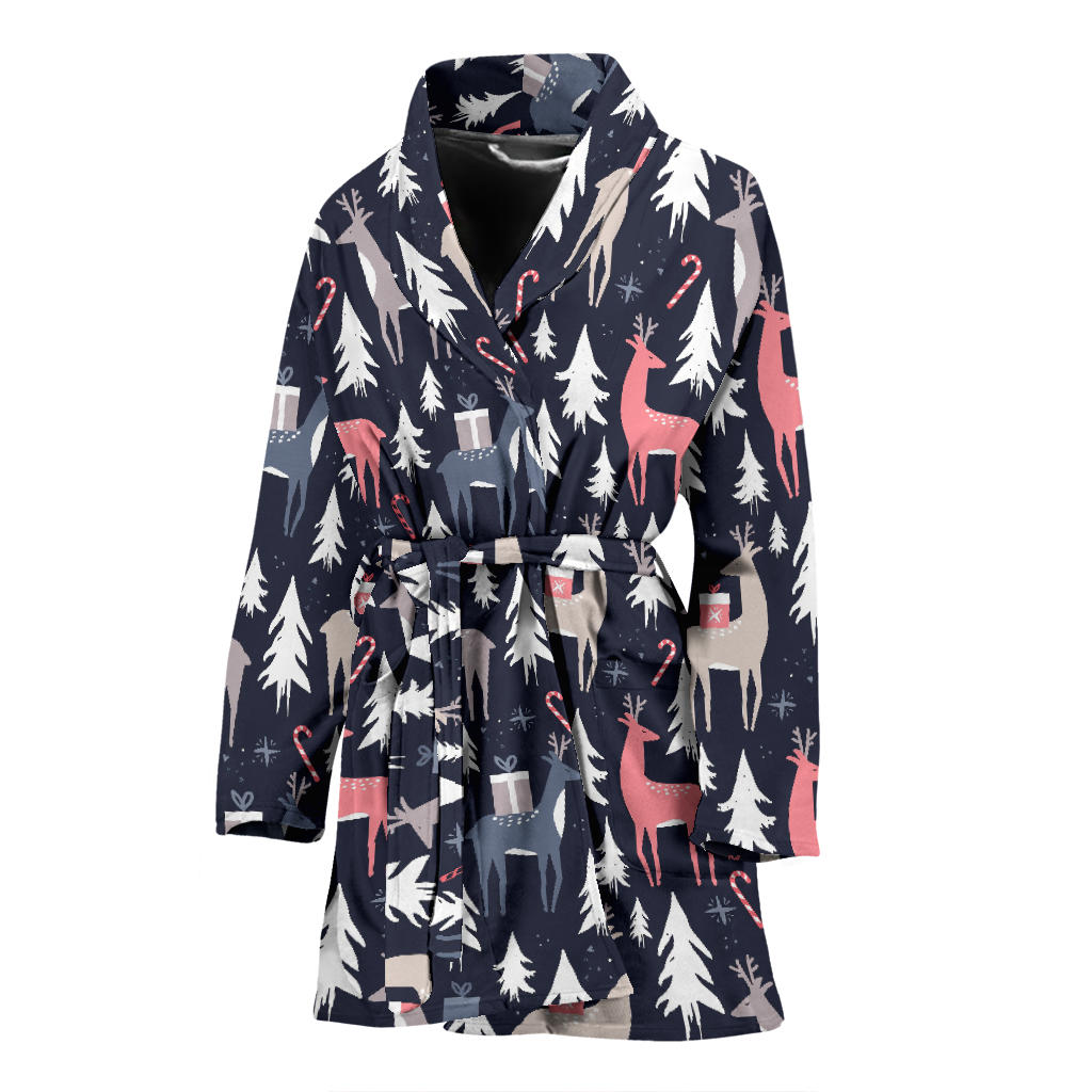 Deers Winter Christmas Pattern Women'S Bathrobe