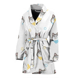 Cute Siberian Husky Pattern Women'S Bathrobe