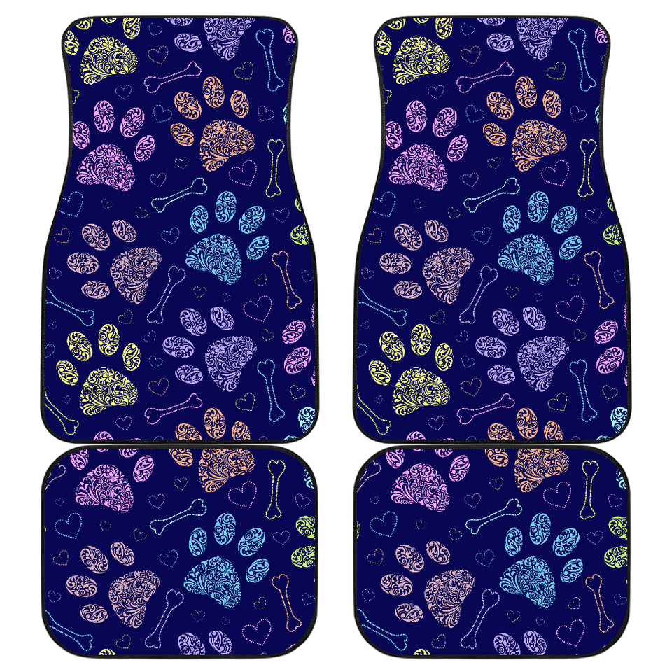 Dog Paws Pattern Print Design 02 Front and Back Car Mats