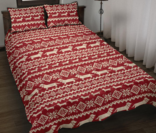 Dachshund Nordic pattern Quilt Bed Set