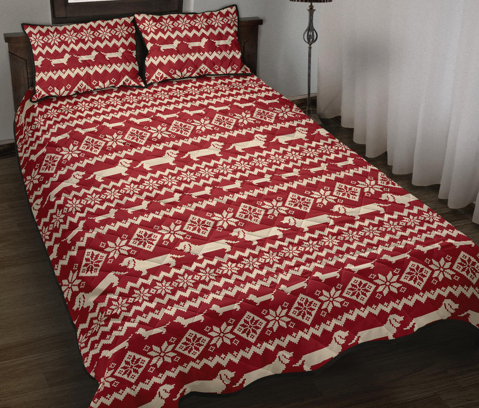Dachshund Nordic pattern Quilt Bed Set