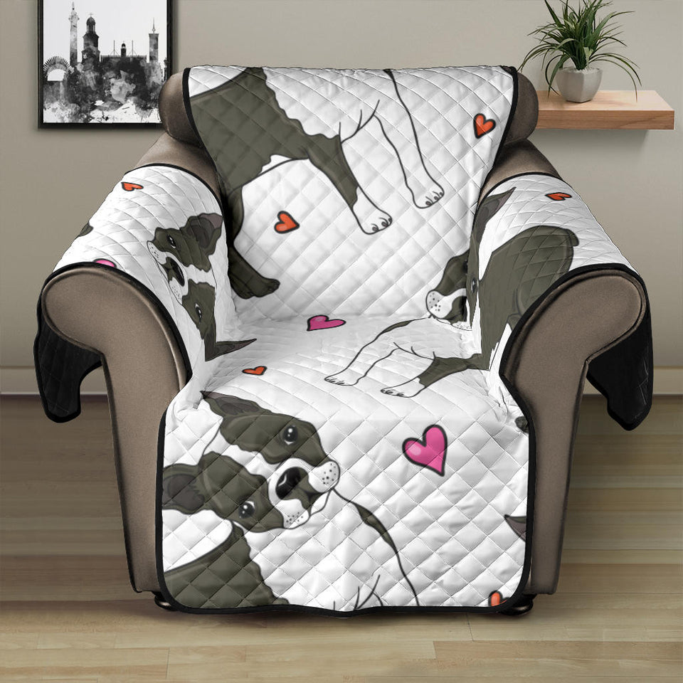 Boston terrier dog hearts vector pattern Recliner Cover Protector