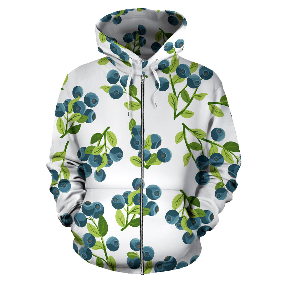 Blueberry White Background Zip Up Hoodie