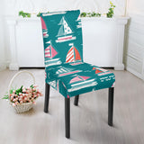 Cute Sailboat Pattern Dining Chair Slipcover