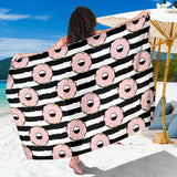 Donuts Pink Icing Striped Pattern Sarong